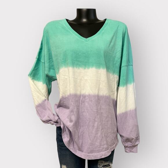 Spirit Tops - Spirit Jersey NEW Unisex M/L Oversized Dip Tie-Dye Top Long Sleeve Drop Shoulder